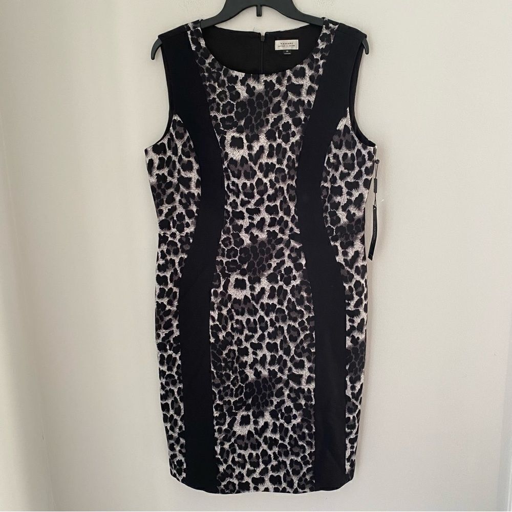 Tahari ASL Sleeveless Jacquard Colorblocked Sheath Midi Dress Size 14
